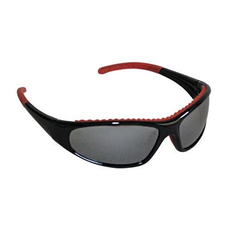 Pip Full Frame Safety Glasses with Black / Red Frame, Silver Mirror Lens and Anti-Scratch / Anti-Fog 250-60-0628
